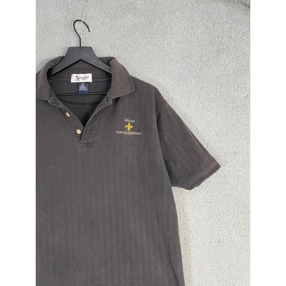 Vtg Walt Disney World Port Orleans Resort Polo Shirt Mens M Faded Black Logo - Picture 5 of 12